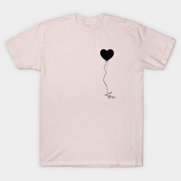 LOVE HEART on a string -silhoutte T-Shirt by Off the Page